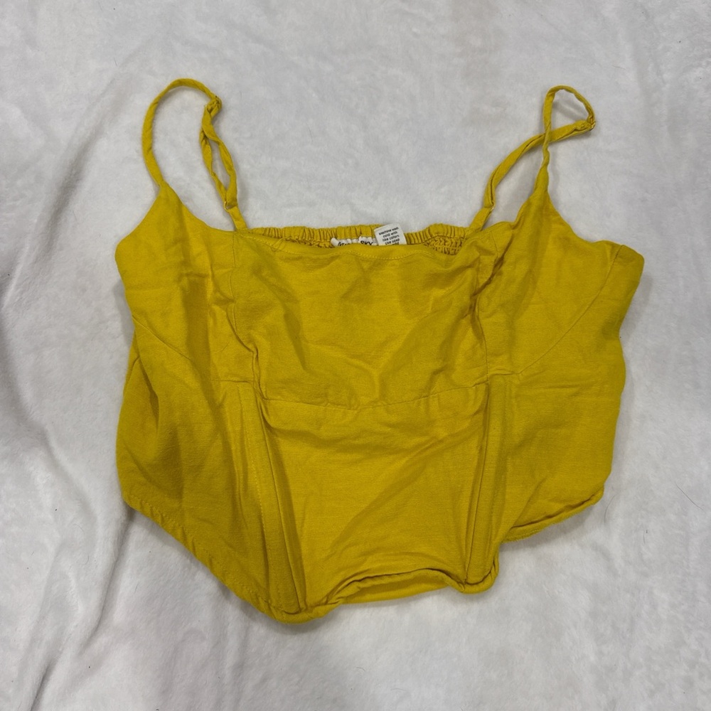 Yellow Cropped Bustier Cami Top